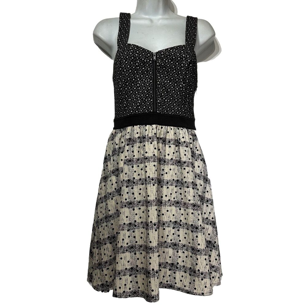 kimchi blue black motif sleeveless zip front dress Size S